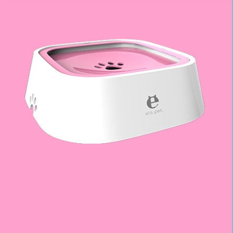 Pink 1.5-liter anti-spill pet water bowl