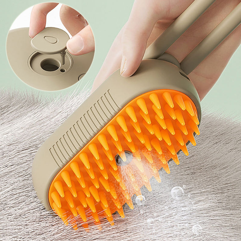 Pet mist brush spraying a fine mist during grooming