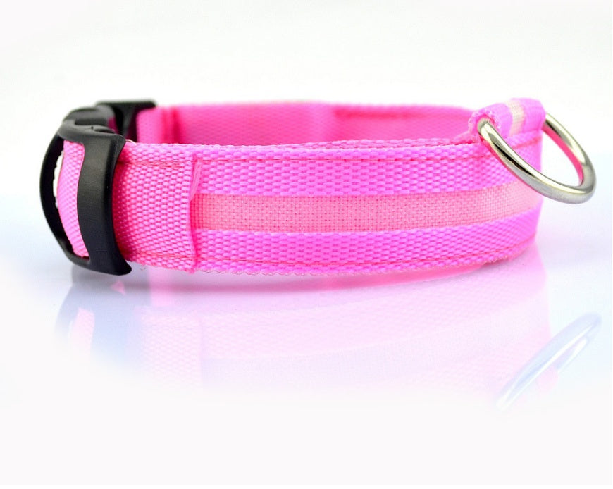 Pink rechargeable LED dog collar