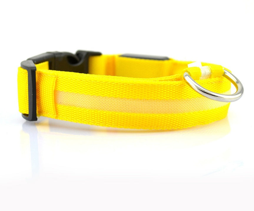 Yellow rechargeable LED dog collar