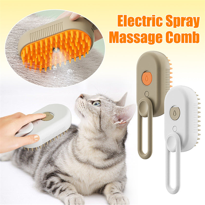 3-in-1 pet mist grooming brush with cat and color options