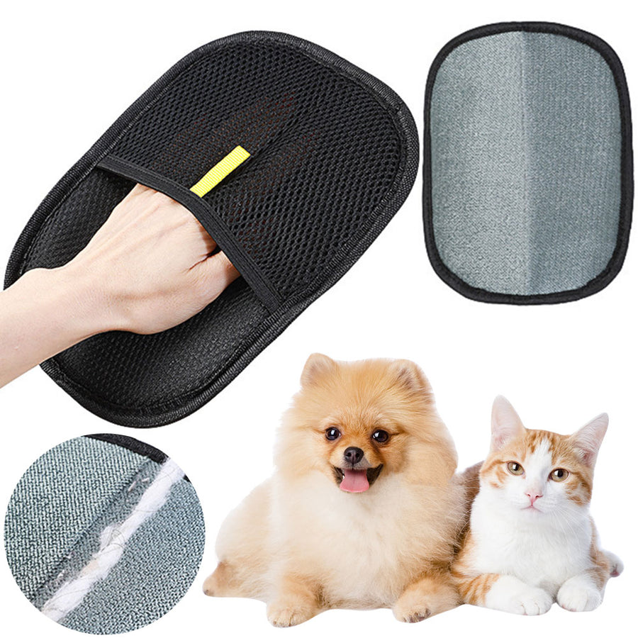 Pet grooming glove for gentle dog and cat hair removal