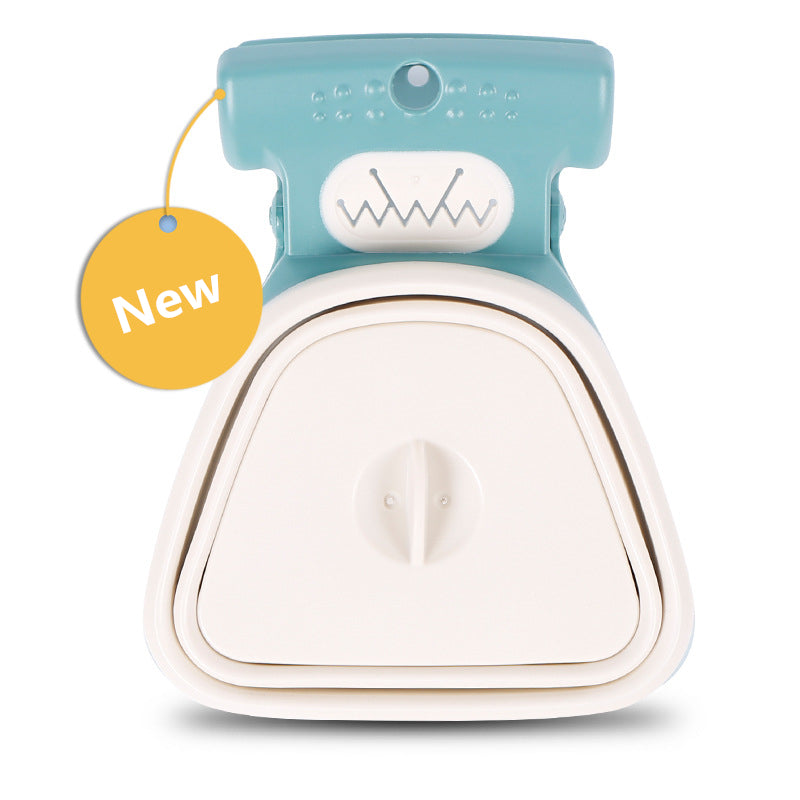 Green and white foldable dog poop scooper