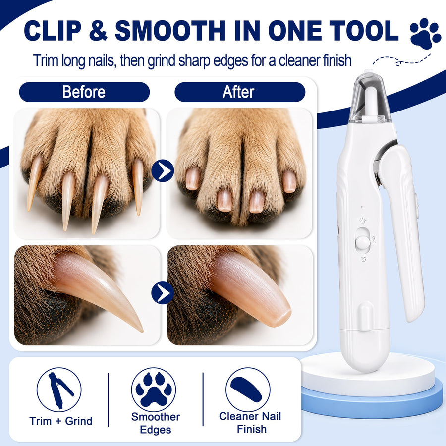 LED pet nail clipper and grinder for dark nails