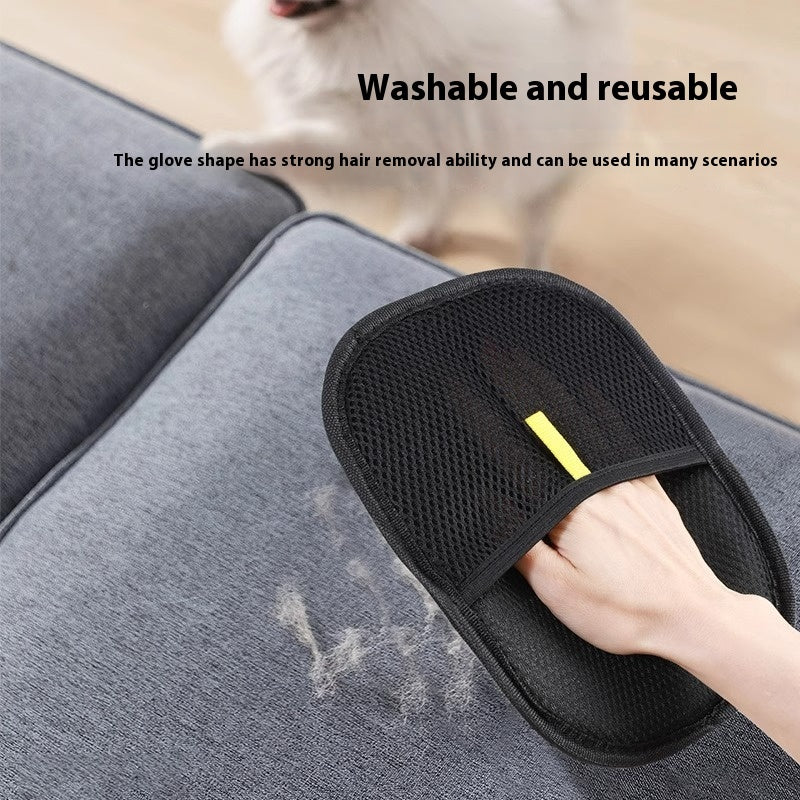 Washable pet grooming glove under running water