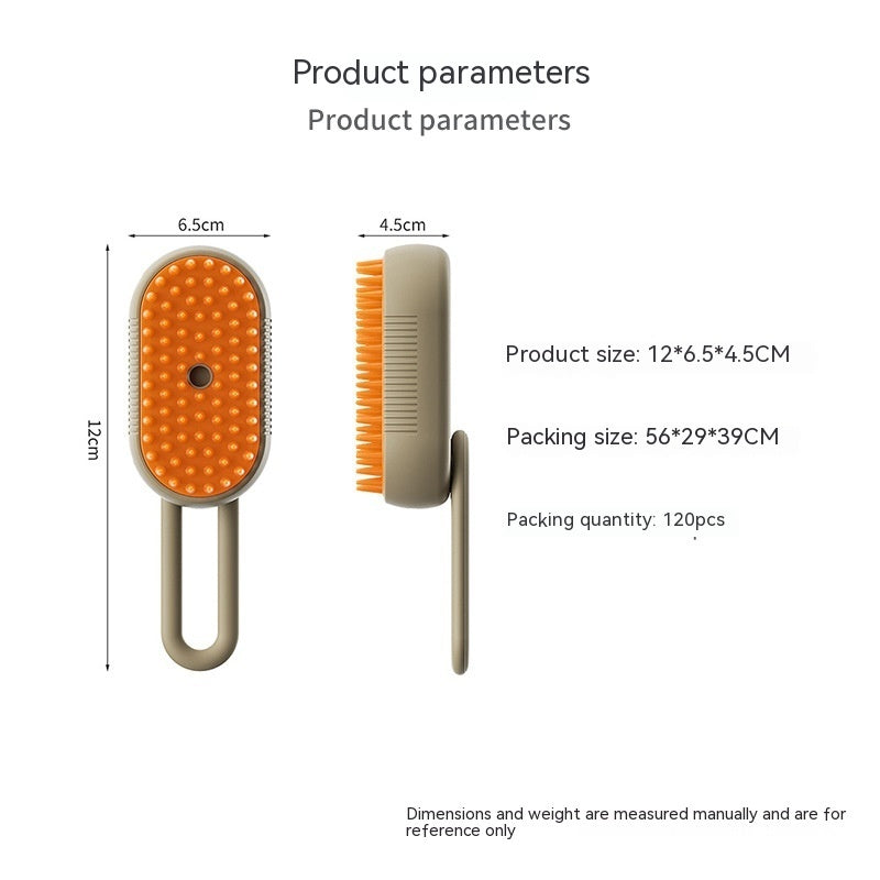 Size dimensions of the 3-in-1 pet mist grooming brush