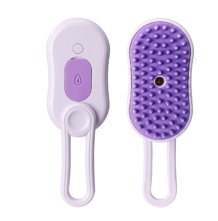 Purple pet mist grooming brush
