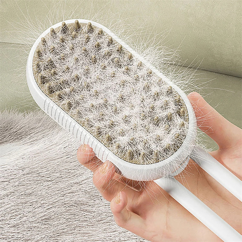 Loose pet fur collected by the grooming brush